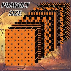 Whaline 12Pcs Halloween Cotton Fabric Bundles 18 x 22 Inch 18x22inch, Orange