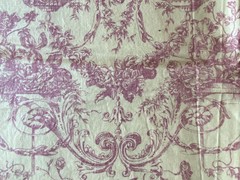 CYRUS CLARK FABRIC~Gina~1994~MUTED TOILE~Red Tan~LARGE FLORAL ARRANGEMENTS~Vines