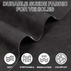 Black Suede Fabric Wrap Suede Wrap Self-Adhesive Car Interior Film 16in x 59in