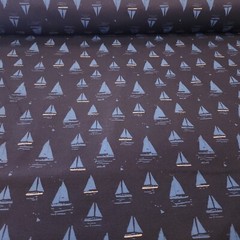 Sailboat Cotton Stretch Sateen Nautical Fabric Sports WHAT! By The Yard