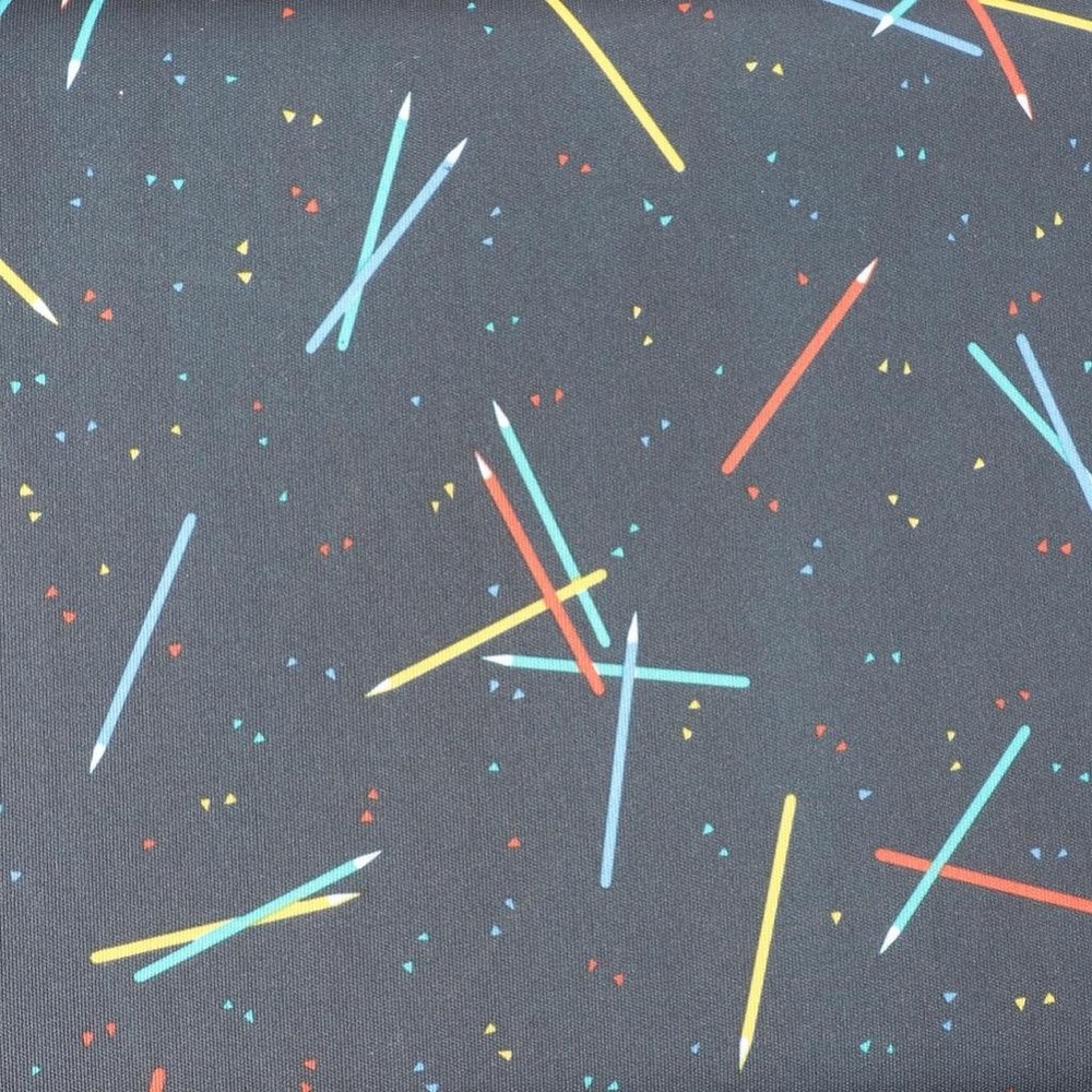 Retro Abstract Pencil Confetti Print Fabric Charcoal Gray 10 Inch Wide Ribbed