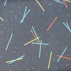 Retro Abstract Pencil Confetti Print Fabric Charcoal Gray 10 Inch Wide Ribbed