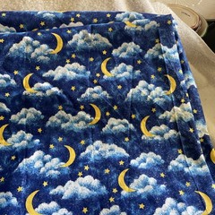Clouds, Star & Moon Cotton Fabric W/ Glitter 8 1/3 Yds.