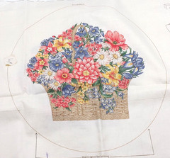 American Wildflower Basket Pillow Panel Set Fabric Cranston Print Works Flower