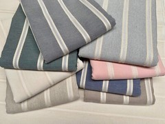 Linen Look Jacquard Striped Fabric Home Decor Material 280cm wide Cream Stripes