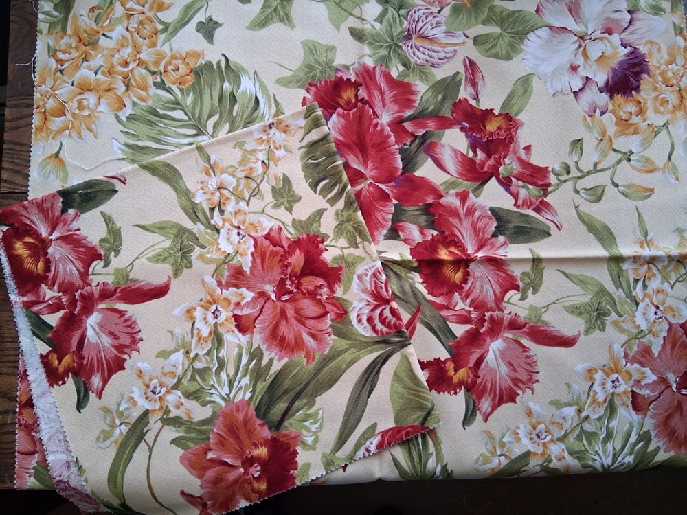2 Bark Cloth 26″ Square Samples – Pillow Tops – Crafting – Quilting – Floral