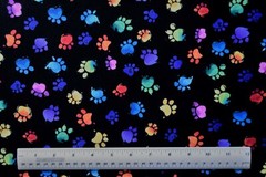 Meow-Za Multi Colored Paws foot prints animals By the 1/4 yard cotton fabric
