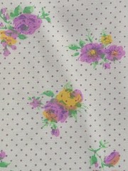 3.5 yds VTG Lilac Purple Orange-Yellow Green Beige Pin Dots Cotton Fabric Floral