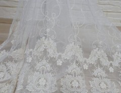 Vintage Cotton Embroidery Mesh Lace Fabric Tulle Lace Wedding Dresses Couture