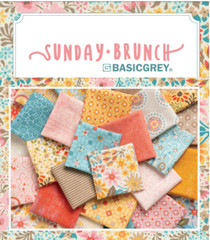 Moda SUNDAY BRUNCH 30758 16 Blue Green Circles BASIC GREY Quilt Fabric