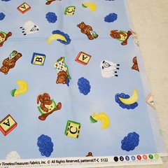 Timeless Treasures Baby Blue Bear Jenny Foltz Toni Kay Cotton Fabric 1.5 yards