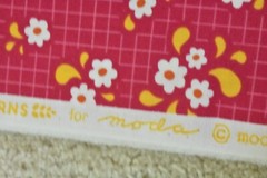 By 1/2 Yd, Yellow & White Floral on Hot-Pink, Moda, Prairie Grass, Japan, B1687