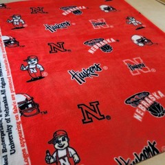 Nebraska Huskers Red Fleece Fabric 60″x35″ NCAA College Team Sports Print