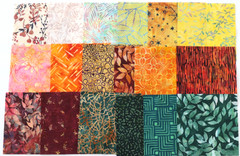 Fall Autumn 6″ quilt squares- BATIK Cotton Fabric orange red green