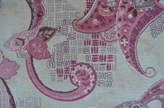 50+ yds avail / LARGE PINK PAISLEY on LINEN? / $6.50 per yd for 10 or more yds