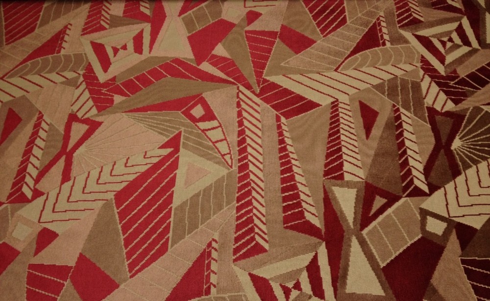CLARENCE HOUSE ARBOLES RED GEOMETRIC VELVET FURNITURE FABRIC BY THE YARD 52″W