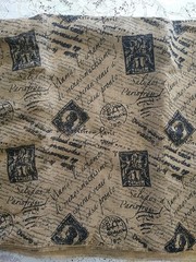 French Postal Print Jute Burlap BTY 36×48 For Crafting & Decor