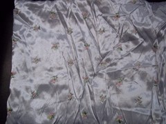 2-1/2+ Yds Beautiful Embroidered Satin Flower Fabric