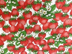 Vintage Strawberries Strawberry Linen Cotton Blend Fabric Unbranded 6 Yards +