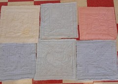PRINTED PADDED PILLOWS TOPS or QUILT BLOCKS- 17″×17″ LOT OF (6) HORSES PUPPIES