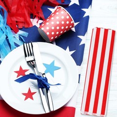 8 Pcs Patriotic Fabric Squares Cotton Fabric Bundles Red Blue White Star Stripe