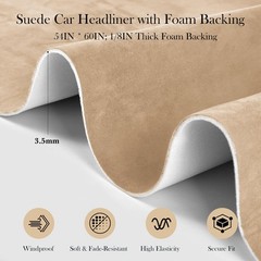 Brown Suede Headliner Fabric, 54 L×60 W Car Headliner Material, Tela para Tapiza
