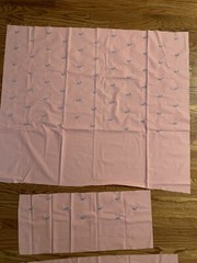 Fabric For Quilt Squares 4 Pieces Cotton Embroidered Whales Whale Print Pink