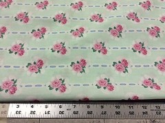 DAISY KINGDOM #4411 BALLET ROSE BOUQUETS MINT GREEN W/ PINK ROSES -2/3 YARD