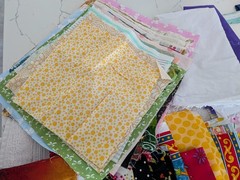 11 Pound Lot COTTON Quilt Fabric Fat Quarters and Larger, Squares, and Strips