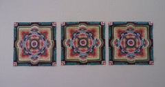 Fabric 3 Cut Squares, Panels – Floral Design – Multi Colors – Sew Quilt Crafts