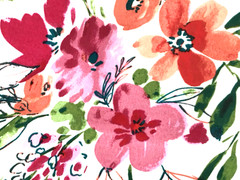 Floral Pattern Outdoor Fabric Garden Blooms Pink Red Orange Green 2 yard LOT