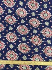 100% Japanese Rayon challis two border Navy blue and fuchsia pink design by Yrd