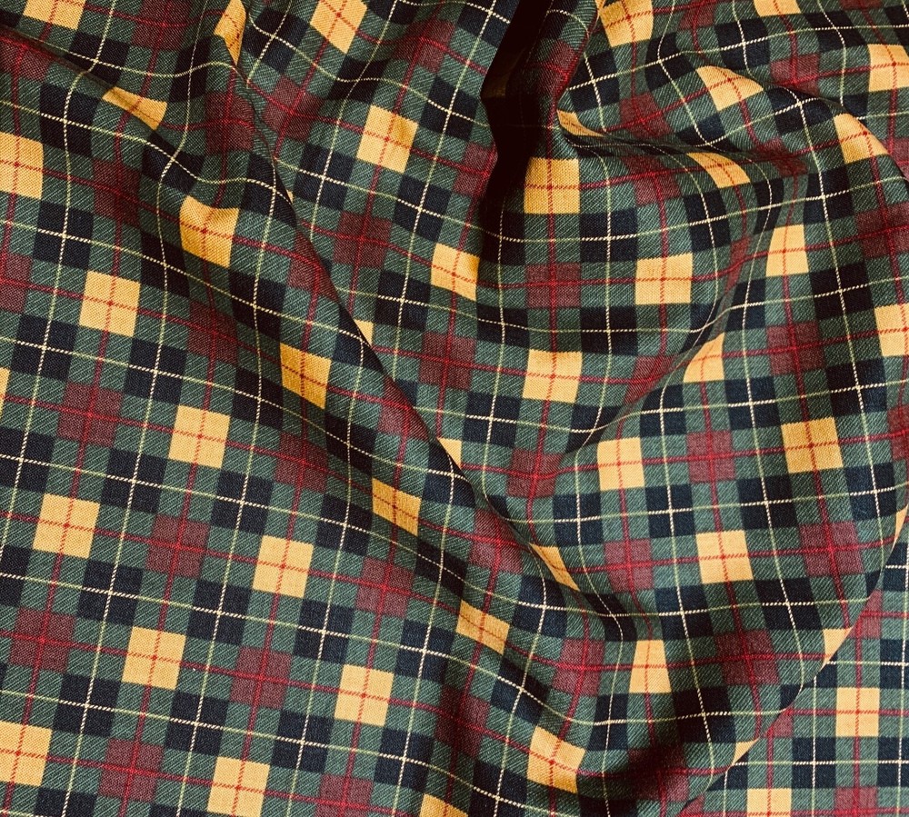 Plaid Fabric Material Perfect for face masks for men Tight weave