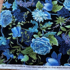 Eden Tree Of Life Purple Blue Gold Floral Flowers Chong A Hwang 1.6 Yards