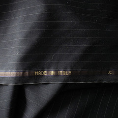 Midnight Black with Ivory Pinstripe Super 110s Italian Wool Suiting – Designer!