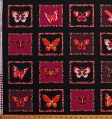 23″ X 44″ Panel Butterflies Butterfly Jewel Boxes Berry Fabric Panel D473.46