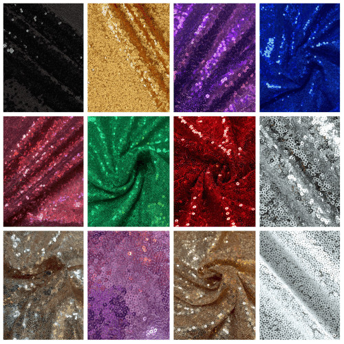 3MM Glitz Mini Sequin Fabric By The Yard – 53/54″ (Various Colors)