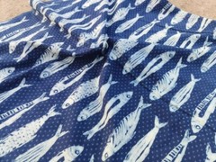 Indian Indigo Blue Block print Cotton Fabric, curtain fabric, dress material