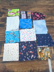 12 Fabric Scraps multicolor various patterns