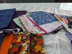 11 Pound Lot COTTON Quilt Fabric Fat Quarters and Larger, Squares, and Strips
