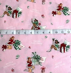 ALEXANDER HENRY Fabric FOR YOU Christmas Pin-up girls Santa Baby Pink 2019 BTY