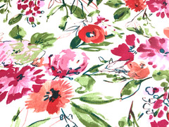 Floral Pattern Outdoor Fabric Garden Blooms Pink Red Orange Green 2 yard LOT