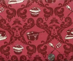 Domestic Divas Riley Blake pots pans kitchen red fabric
