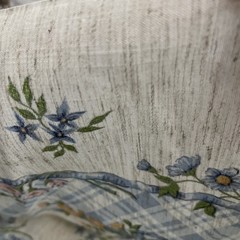Vtg Charter Fabrics Cottage Core Floral Stripe Gingham Fabric 5 3/4 yds × 45″
