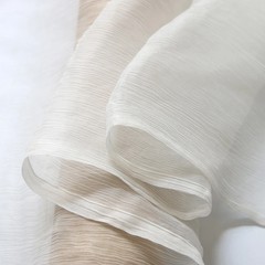 55” Wide Natural White Black Silk Georgette Crepe Fabric Crinkled Yoryo Silk