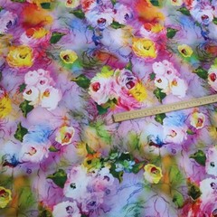 By Yard Digital Print Viscose Fabric Dress Material Rose Floral Poplin