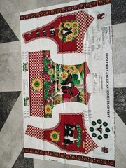Country FARM Cow Sunflower VEST Fabric Panel Adult NEW American Homestead