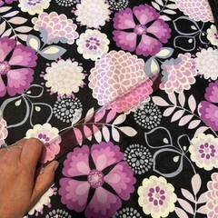 JOANN Flannel 3 Plus Yards, Purple Floral, Flowers Pink White Black Mums, Nos