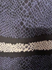 100% Silk Georgette Blue Snakeskin & Border Stripe Fabric By The Yard 46 ” Wide