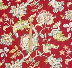 P KAUFMANN GARDEN RETREAT POPPY RED LARGE JACOBEAN FLORAL FABRIC BY YARD 54″W